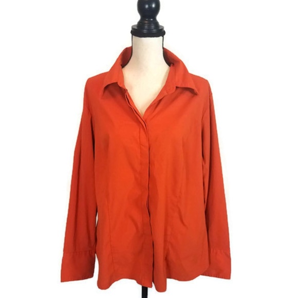 Lane Bryant Tops - Lane Bryant Orange Long Sleeve Button Down